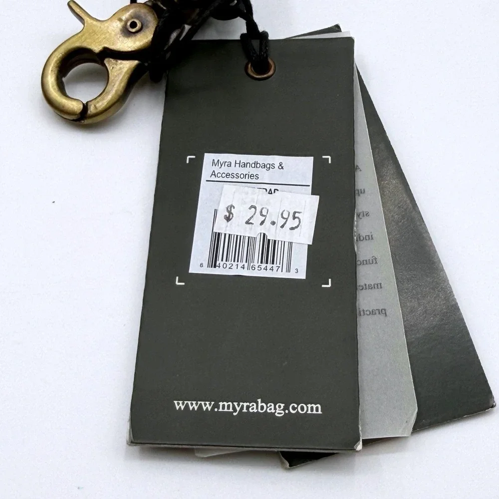 Myra Bag Floral Tooled Leather Handbag/Purse Strap Turquoise Whipstitch Black - Picture 6 of 8